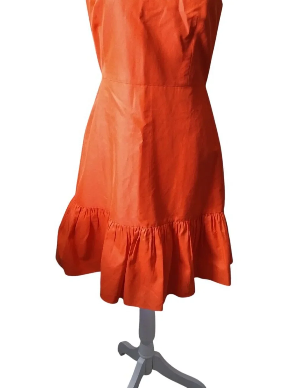 J. Crew Silk Blend Orange Dress Size 4 Peplum Ruffle Hem Sleeveless Preppy